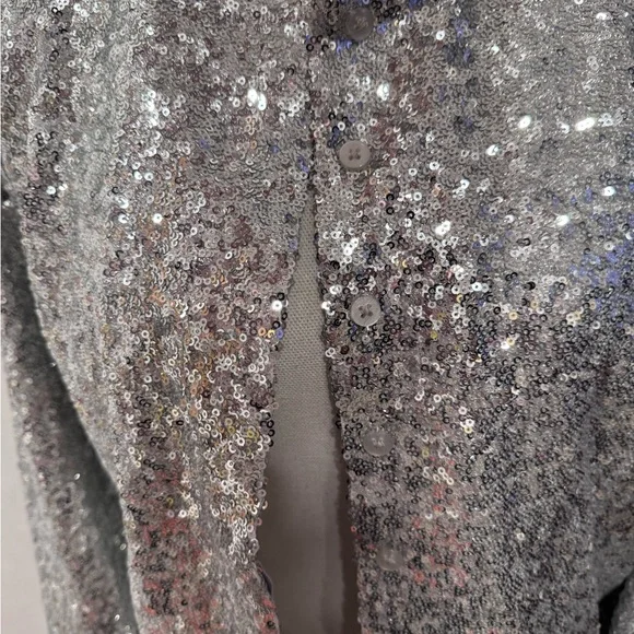 Good American Silver Sequin Cardigan - Picture 2 of 11